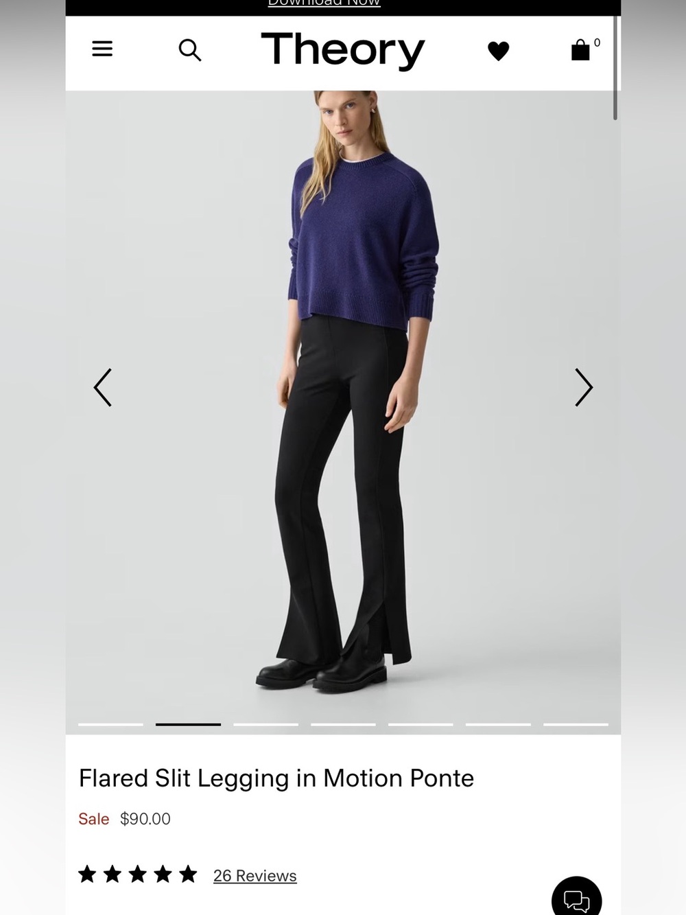 Theory Flared Slit and Legging in Motion Ponte - Black
